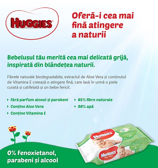 Servetele Huggies Natural Care cu Aloe Vera, 56 buc - imagine 2