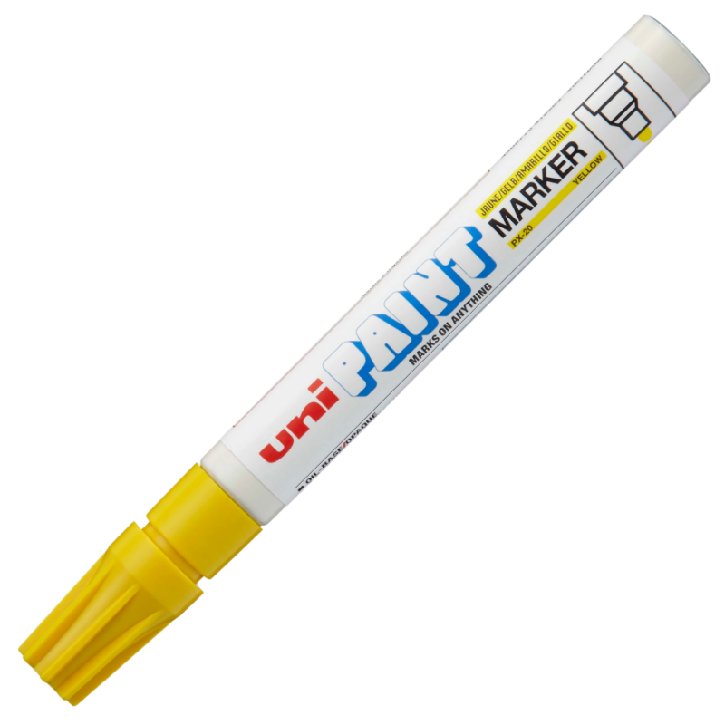 Marker Uni-ball Galben, Vopsea pe Bază de Ulei, Rezistent