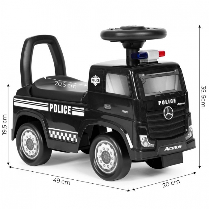 Mașinuță Ecotoys Mercedes Politie Negru, Fără Pedale - imagine 7