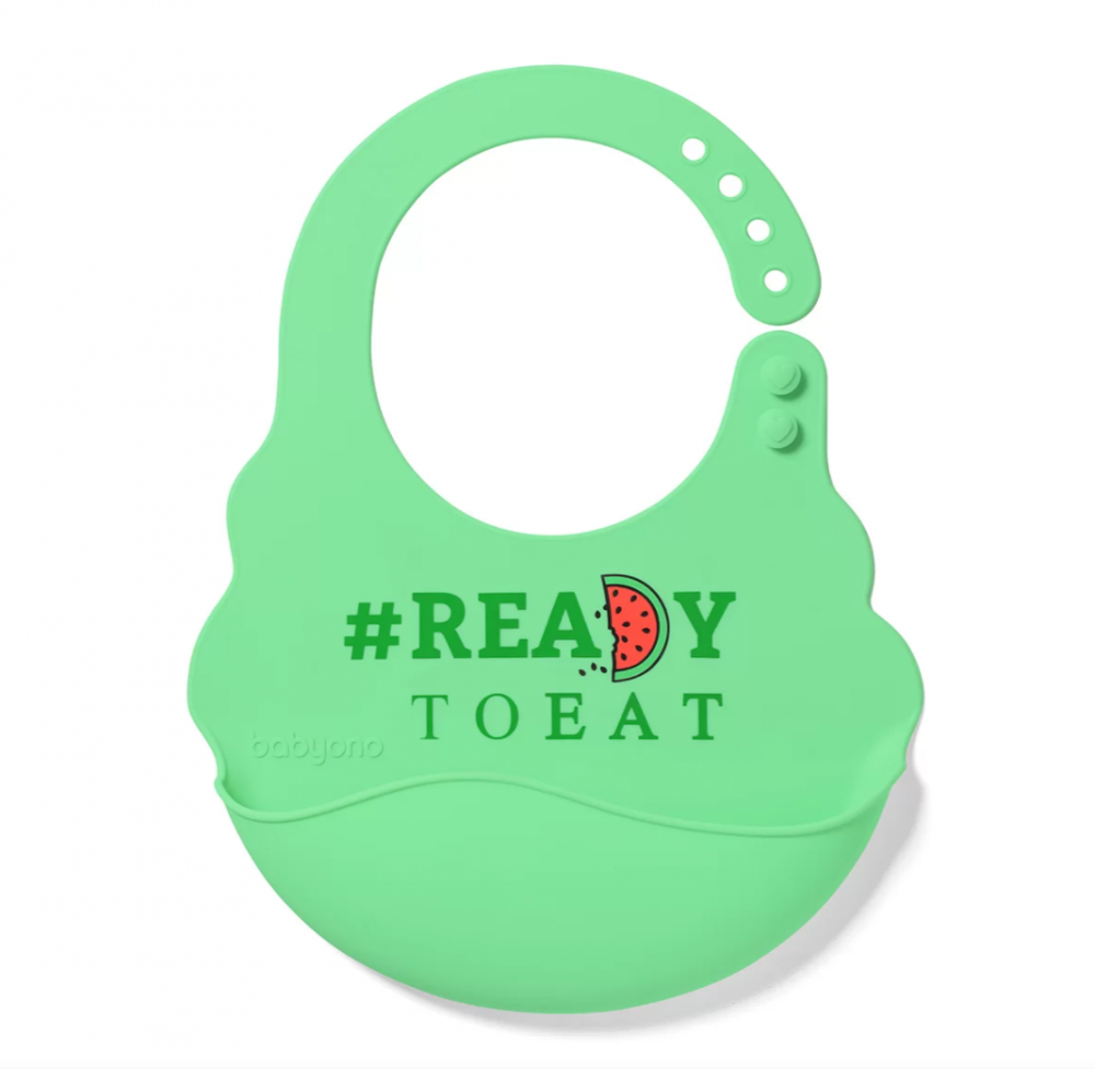 Baveta Babyono din silicon ajustabila, verde