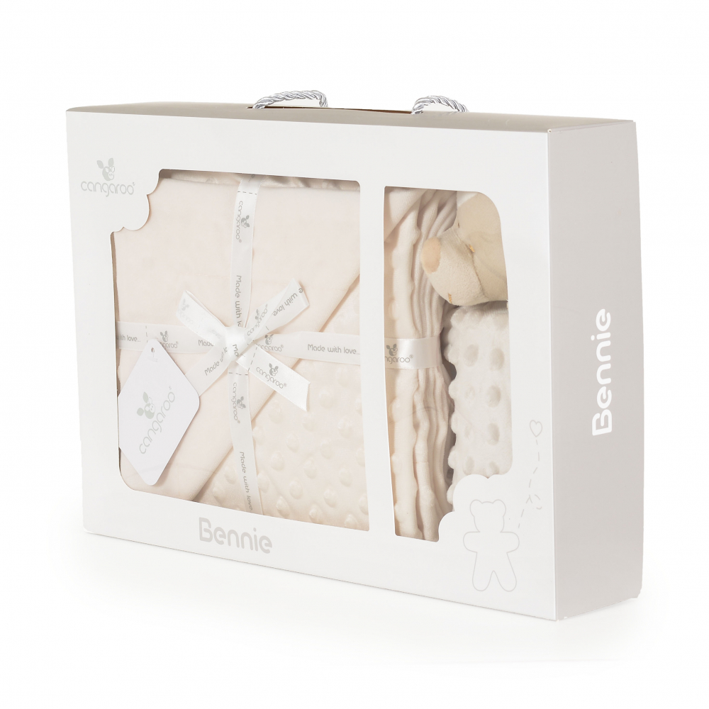 Cangaroo Paturica Minky + Jucarie Cadou Beige - imagine 4