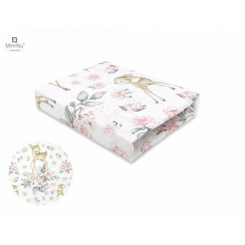 Cearceaf MimiNu Sweet Deer Pink, Co-Sleeper - imagine 3