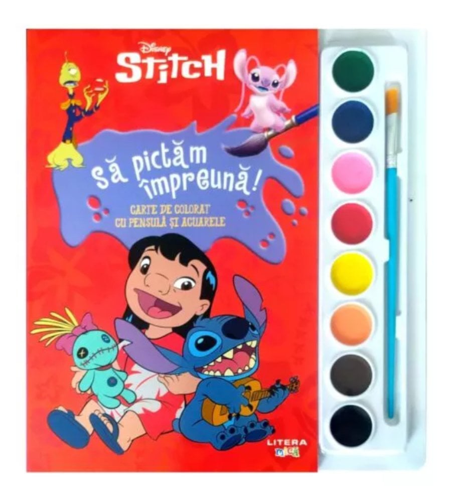 Stitch Carte Colorat cu Acuarele - Litera