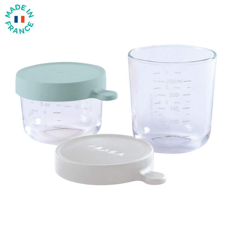 Set 2 Recipiente Sticlă Beaba 150/250 ml Verde