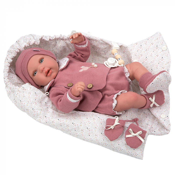 Papușă Reborn Arias Mia 45 cm Realistă cu Sac Dormit