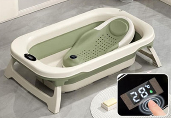 Cădiță Pliabilă Little Mom cu Termometru, Green - imagine 2