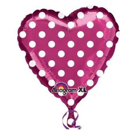 Balon Inima Roz cu Buline Amscan 45cm