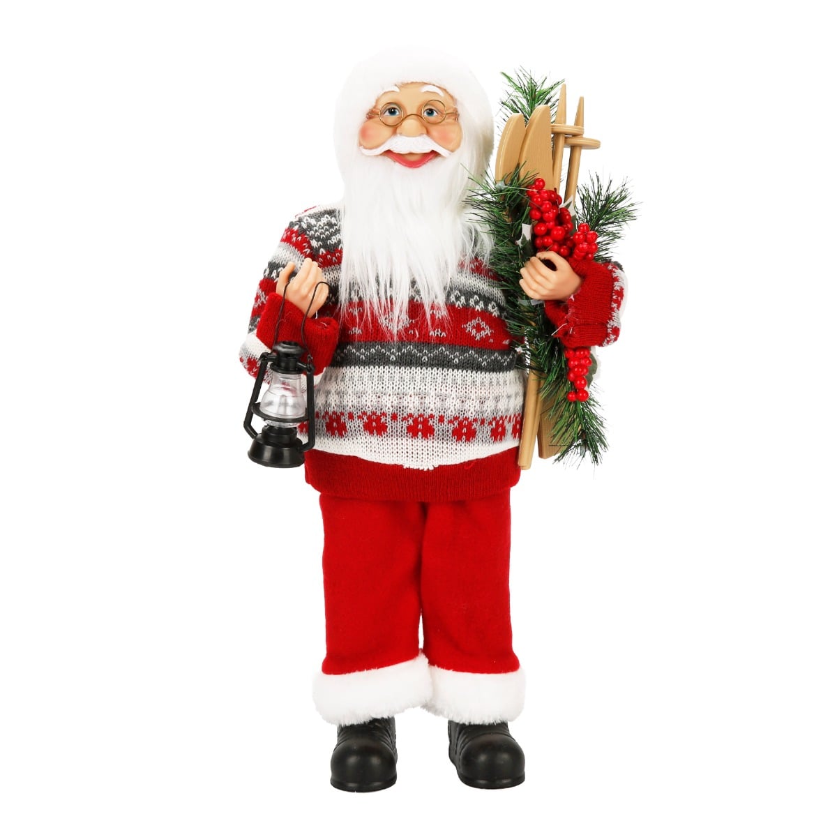 Figurina Mos Craciun Alska cu Felinar | 46cm
