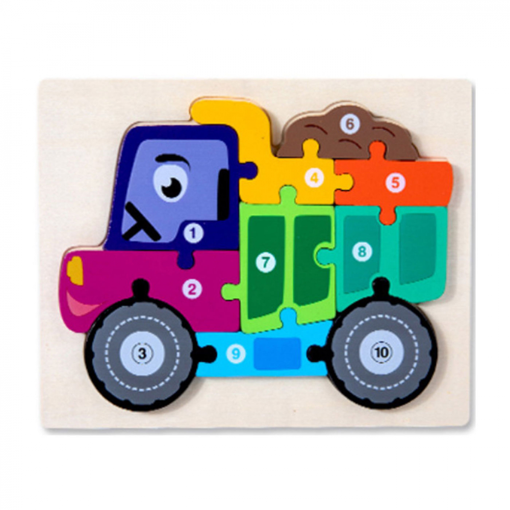 Amacs Puzzle Camion Numere - Joc Educativ Lemn