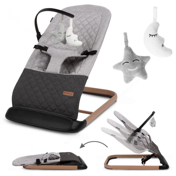 Balansoar Kidwell Laro Wooden Grey, Confort și Siguranță - imagine 9