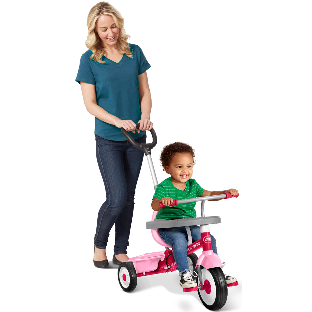 Tricicleta Radio Flyer 3-în-1 Roz, Maner Ajustabil - imagine 4
