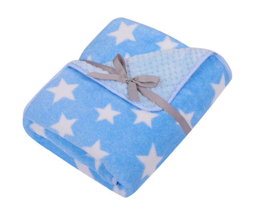 Paturica Pufoasă 2 Fețe Blue Stars Duetbaby