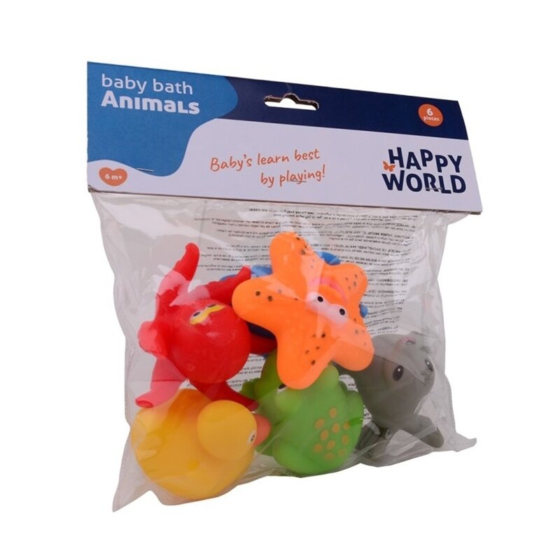 Set Jucării Baie Happy World, 6 Buc, Cauciuc