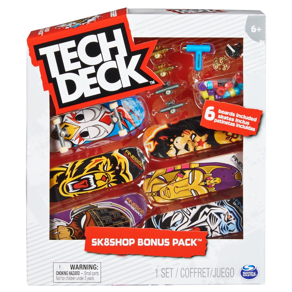 Set 6 Mini Placi Skateboard Tech Deck cu Accesorii