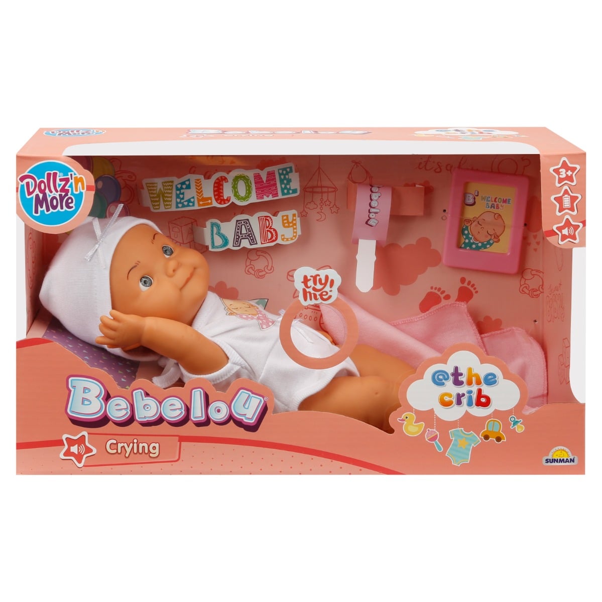 Papusa Bebelou 30 cm Roz | Dollz n More | Set Complet