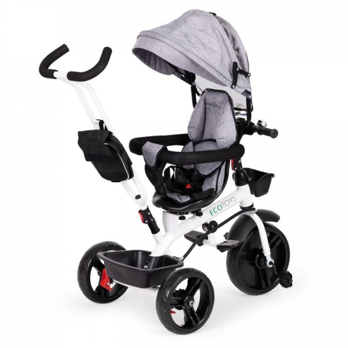 Tricicleta Ecotoys JM-322 Gri, Scaun Reversibil - imagine 5