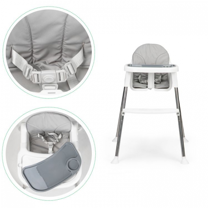 Scaun de masa 2 in 1 Ecotoys Alb, Reglabil - imagine 4