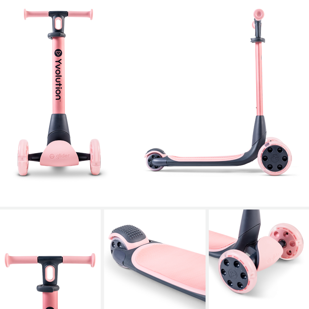 Trotineta Yvolution Y Glider Nua Pink LED Pliabila - imagine 2