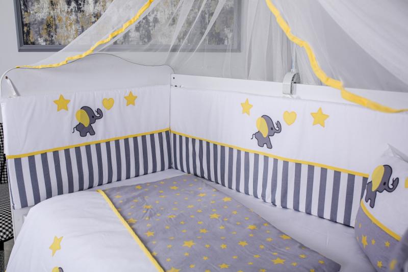 Lenjerie Patut Mykids 9 Piese, Gri-Galben - imagine 2