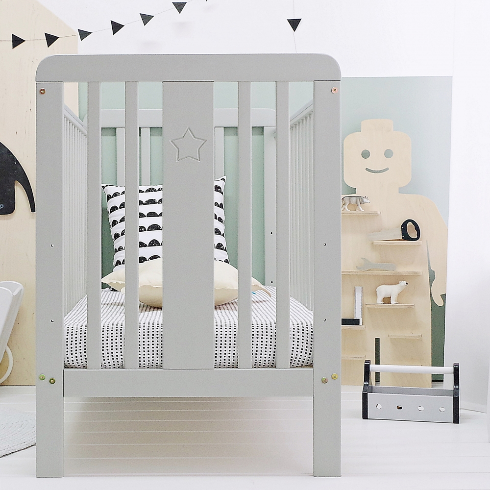 Patut Woodies Star Baby Gri Reglabil 120x60 - imagine 4