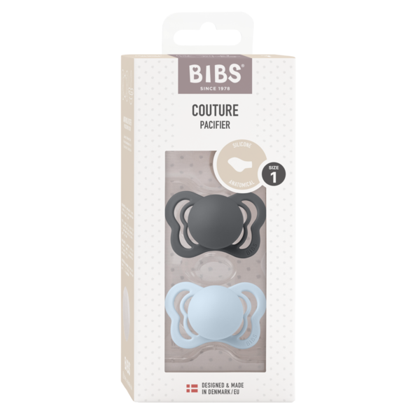 Suzete Bibs Couture Silicon, 0 luni+, Set 2, IronBaby Blue