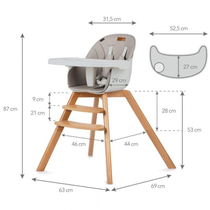 Scaun de masa Kidwell Nobis Bej, Stil Scandinavian - imagine 3