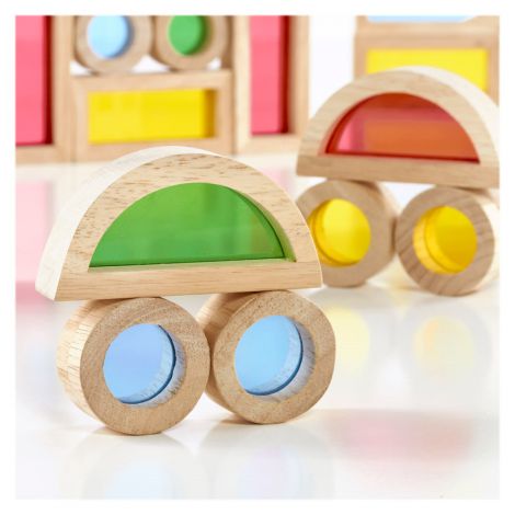 Junior Rainbow Blocks 40 piese Guidecraft - imagine 3