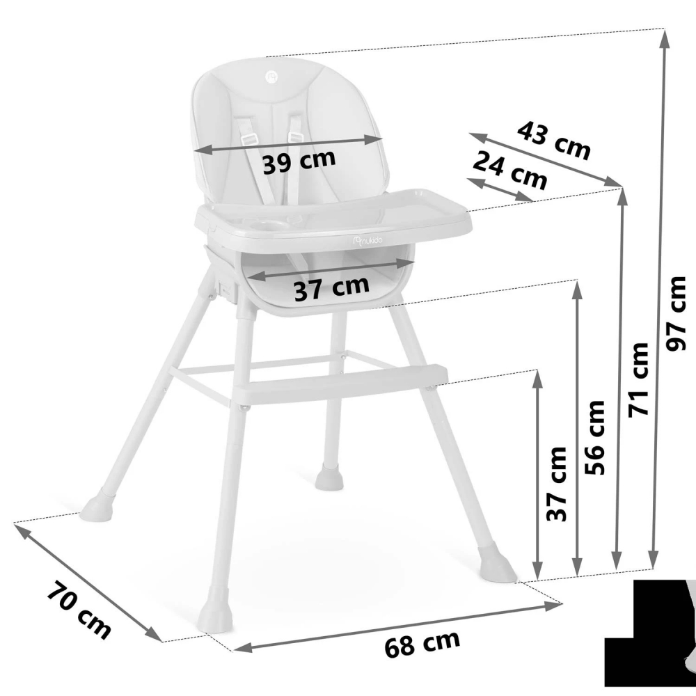 Scaun masa Nukido 3in1 multifuncțional Bej - imagine 11