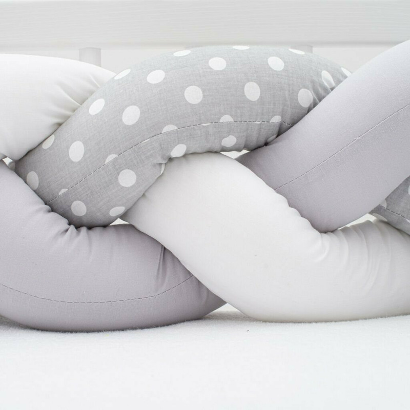 Bumper Impletit New Baby GreyWhite, 225 cm - imagine 4