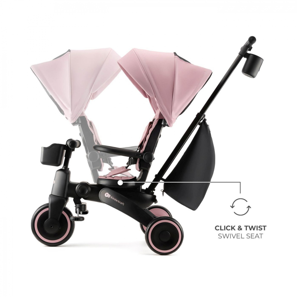 Kinderkraft Jazz 2 Pink - Tricicleta 5 în 1 - imagine 2