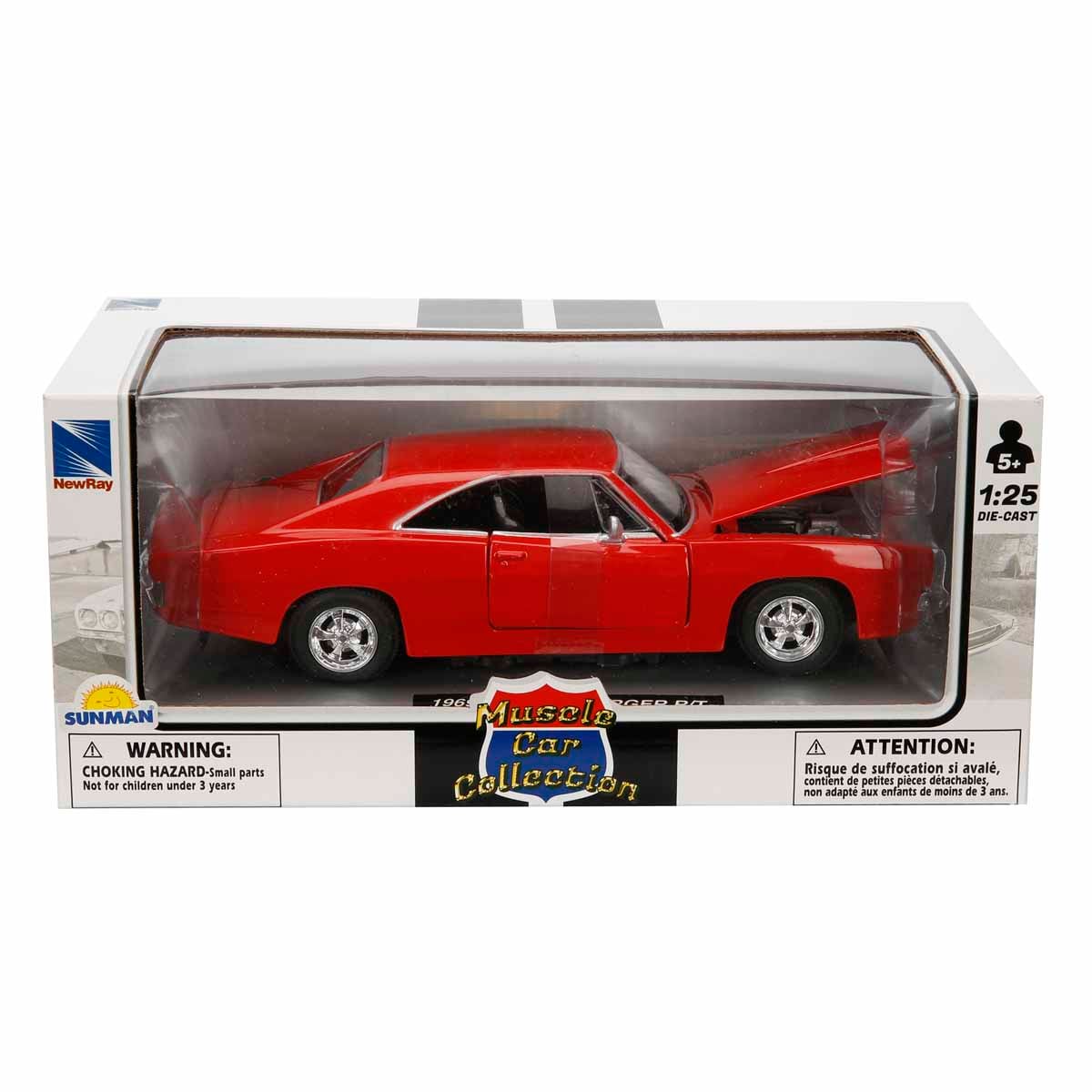 1969 Dodge Charger New Ray 1:25 Rosu