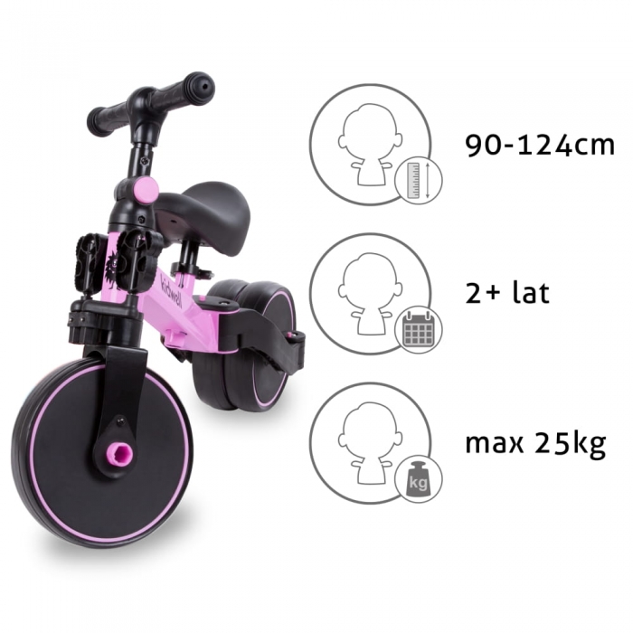 Tricicleta Kidwell Pico Pink 3 in 1, Scaun Reglabil - imagine 5