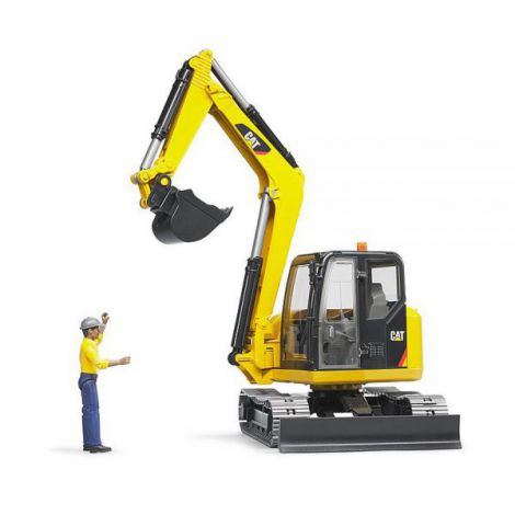 Bruder Mini Excavator CAT cu Muncitor - Jucărie Realistă - imagine 5