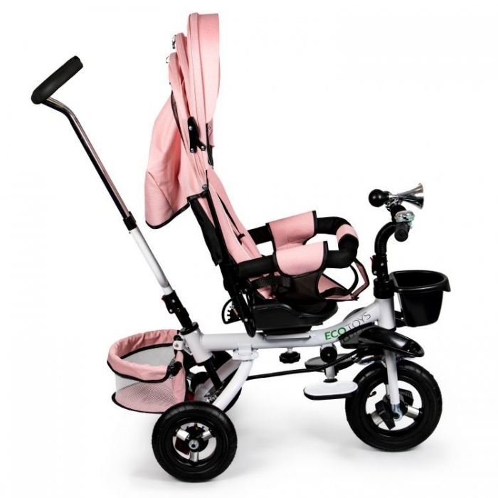 Tricicleta Ecotoys Roz Pudra, Scaun Rotativ 360° - imagine 2