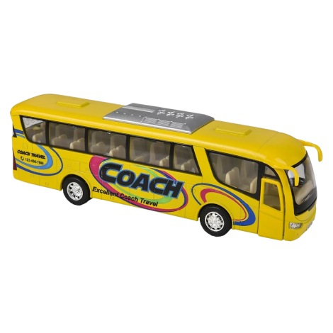 Autobuz Goki Pull-Back 18cm Metal Galben