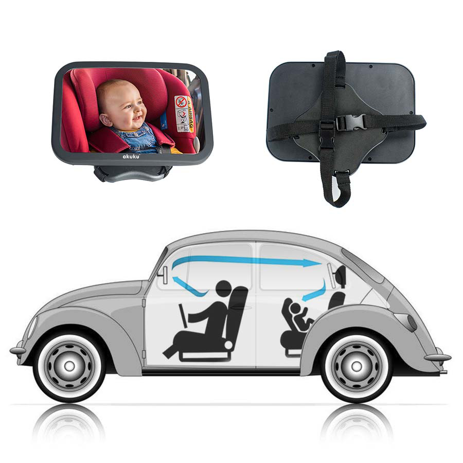Oglinda Auto Akuku, Reglabilă 360°, Supraveghere Copii - imagine 3