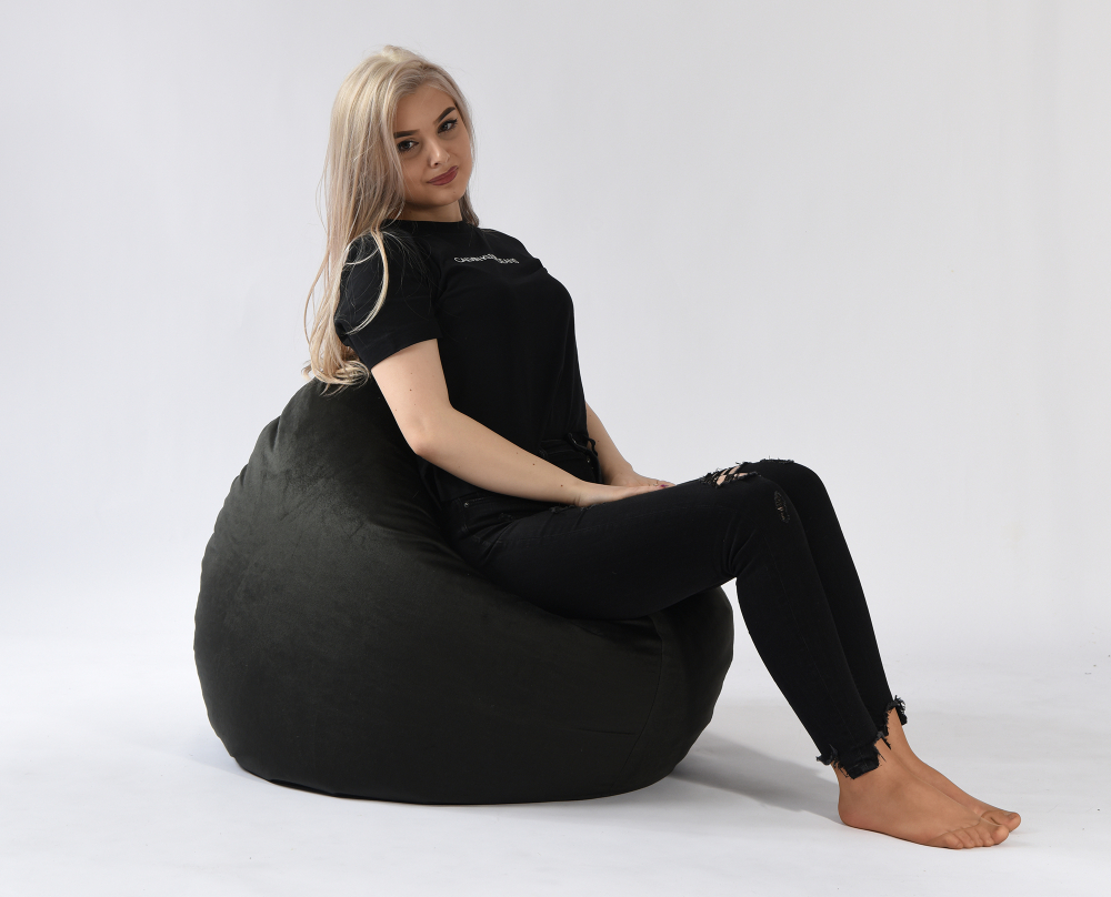 Fotoliu Pufrelax Relaxo Black Velvet, Huse Detasabile - imagine 2