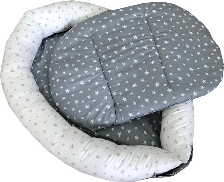 Cuib Baby Nest Deseda Stelute Gri, cu Saltelută