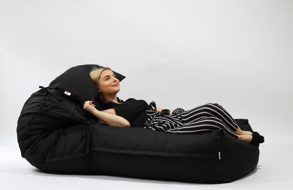 Fotoliu Pufrelax Yoga XL Premium + Perna Black - imagine 2