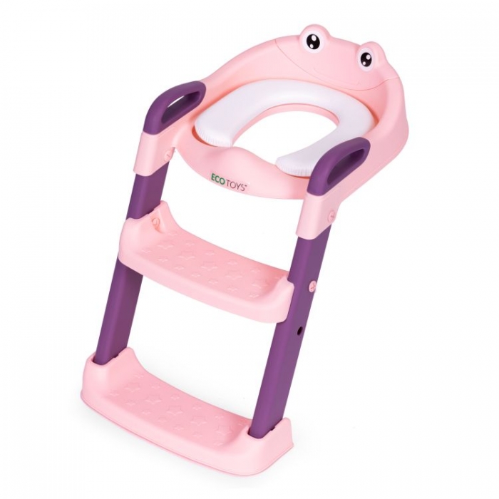 Reductor Toaletă Ecotoys PP8001 Roz cu Scară - imagine 3