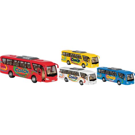 Autobuz Goki Metalic cu Pull-Back, 18 cm