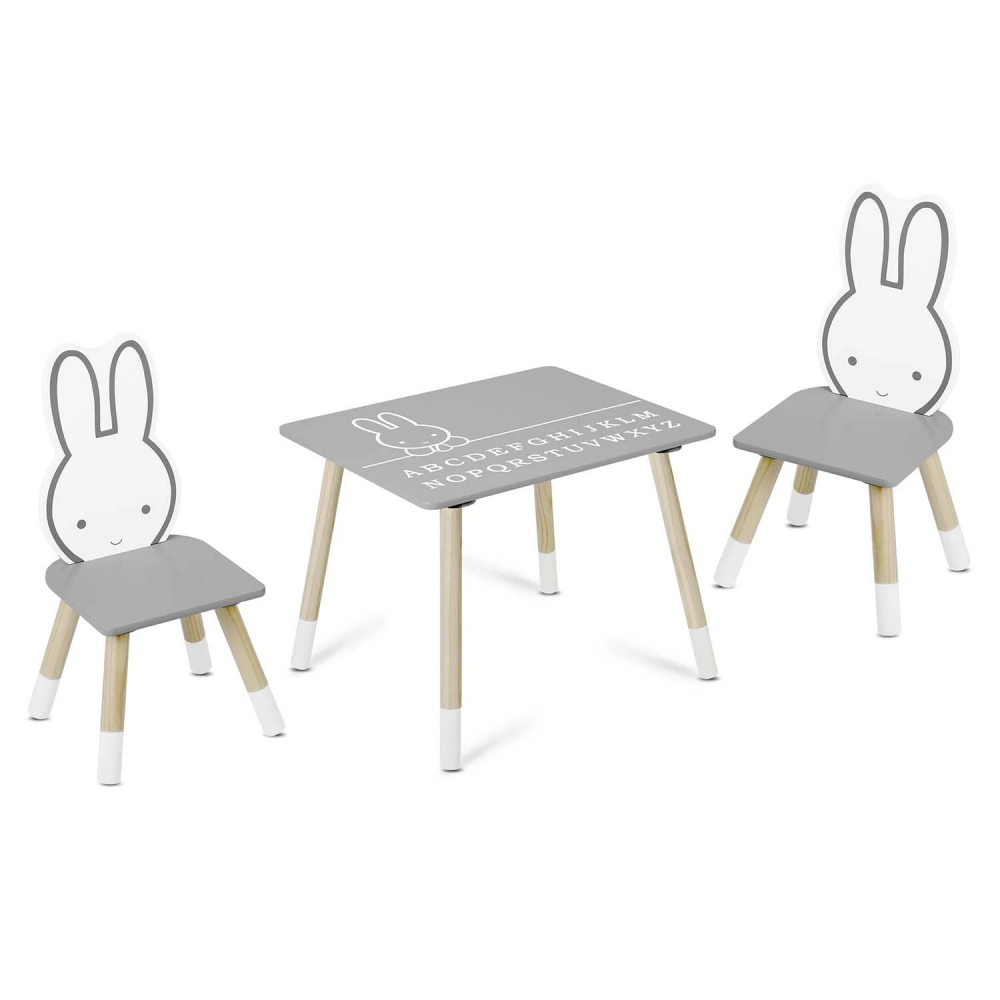 Set Masă + 2 Scaune Ricokids Bunny Lemn Premium - imagine 6