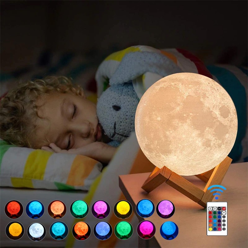 Lampa Luna 3D Procart | 16 Culori & Telecomandă