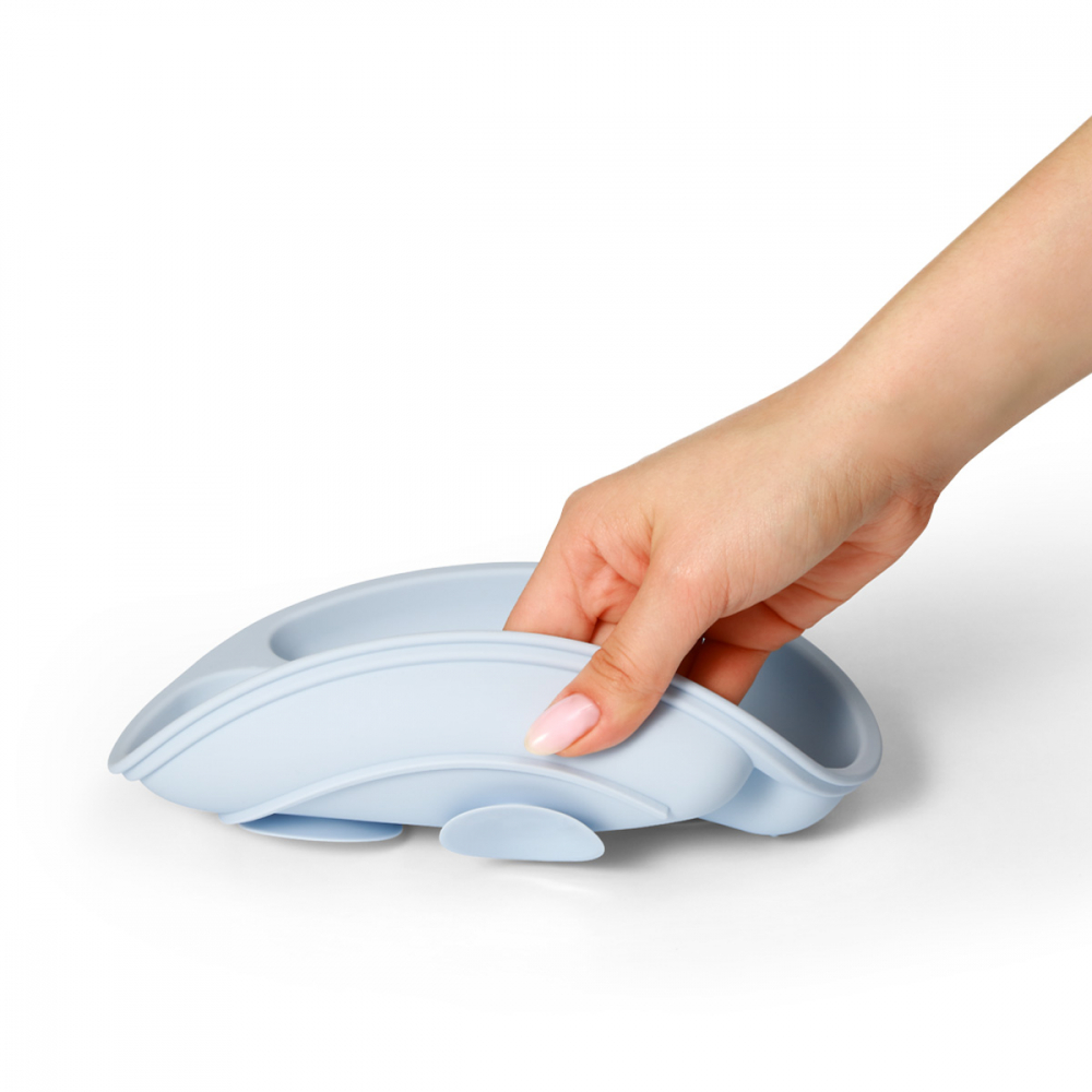 Farfurie silicon cu ventuza Babyono albastră - imagine 3
