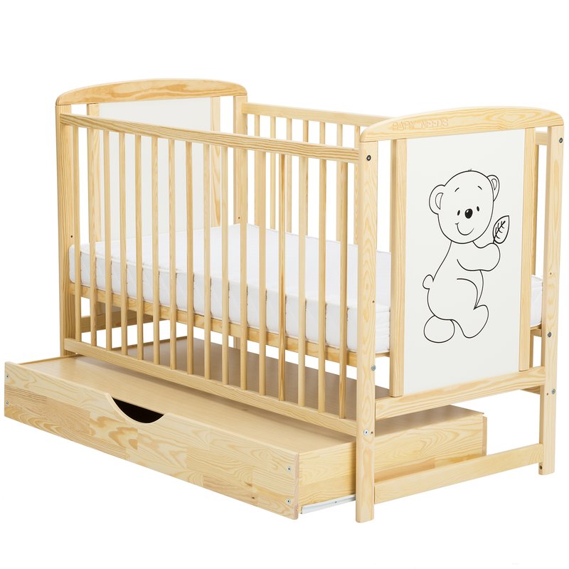 Patut Timmi BabyNeeds 120x60 cu Sertar, Lemn Masiv