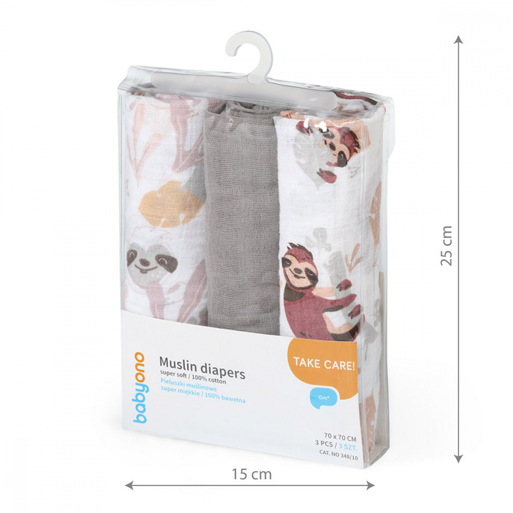 Set 3 scutece muselina Babyono gri - imagine 6