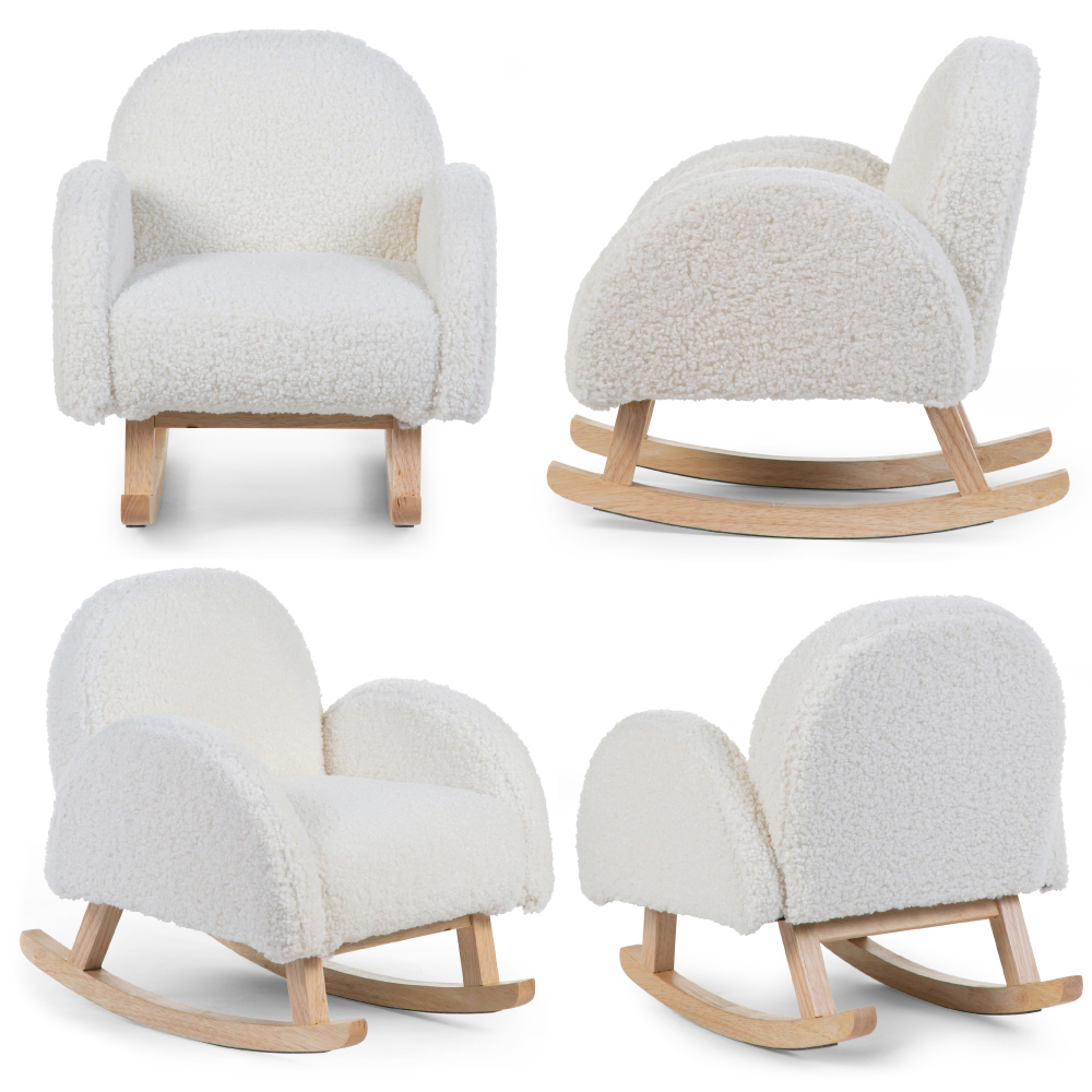 Scaun balansoar Childhome Teddy alb pentru copii