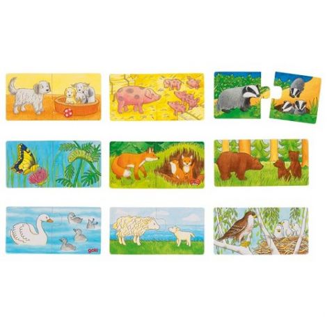 Goki Puzzle Animale și Puii - Învățare prin Joc
