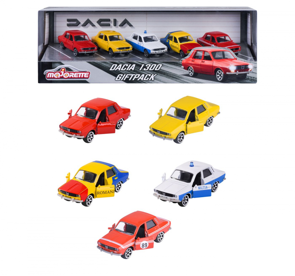 Set Majorette Dacia 1300, 5 Masinute Metalice Simba
