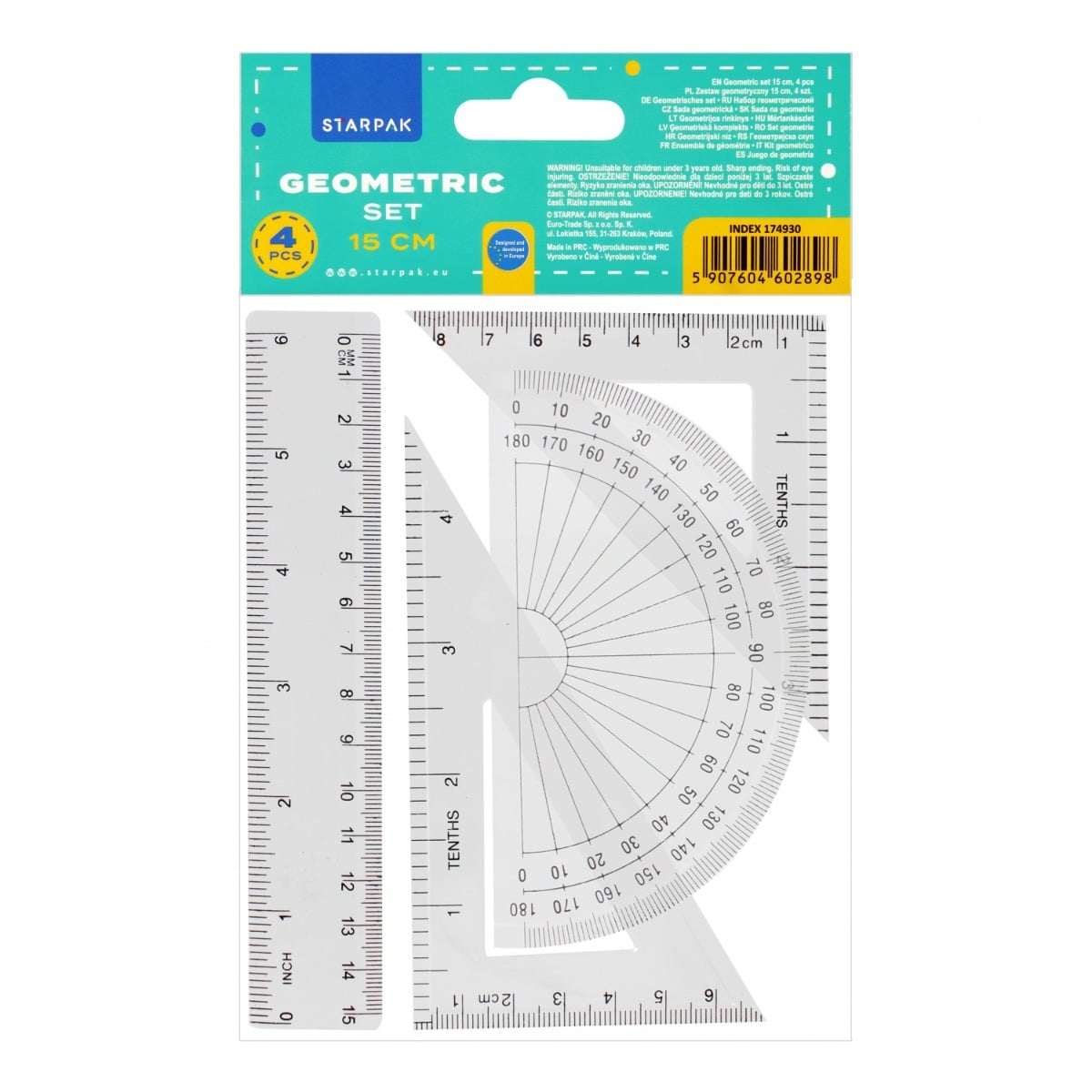 Set Geometrie Starpak, 15 cm, 4 buc